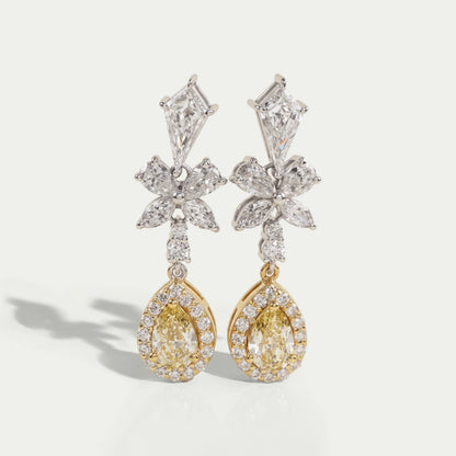 Yellow Pear Diamond Dangle Earrings Earrings