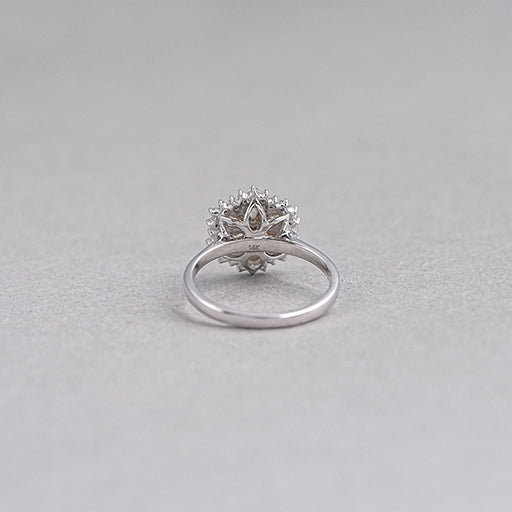 Yellow Pear Cut Floral Halo Diamond Ring Ring