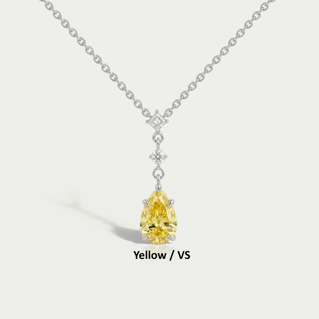 Pear And Round Lab Diamond Drop Pendant Necklaces