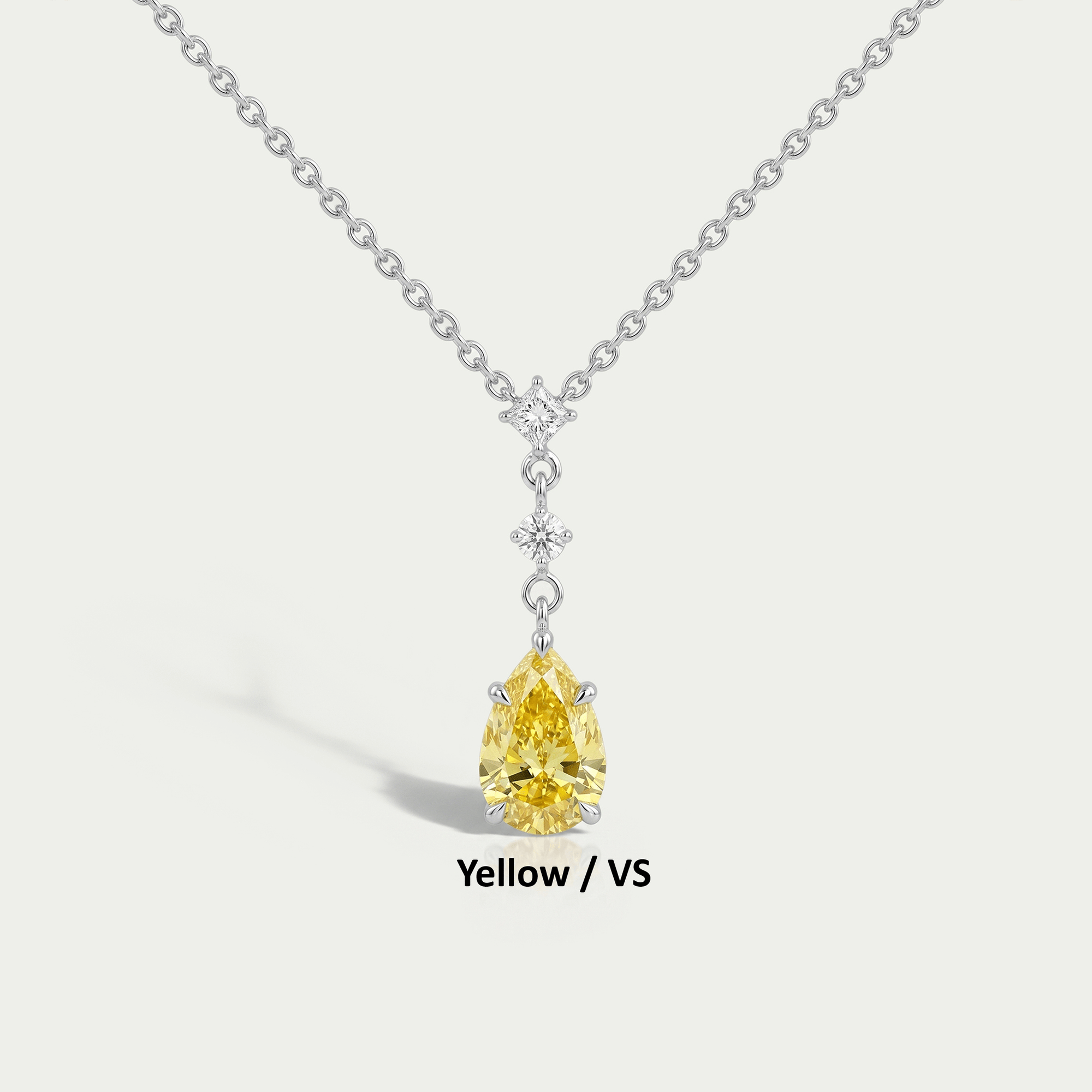 Pear And Round Lab Diamond Drop Pendant Necklaces