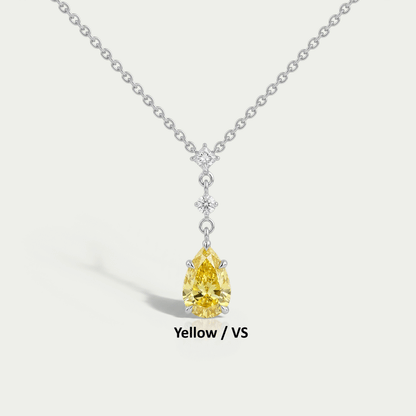 Pear And Round Lab Diamond Drop Pendant Necklaces