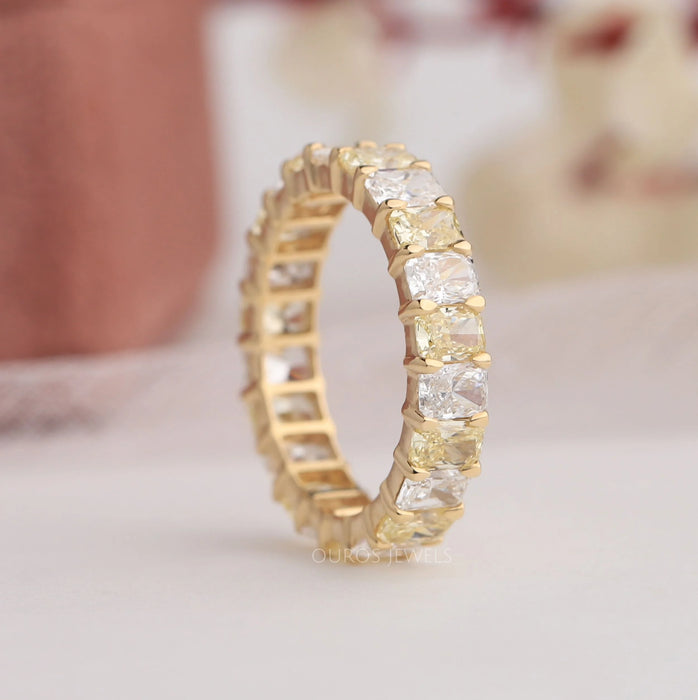 Yellow Radiant Cut Lab Diamond Eternity Band