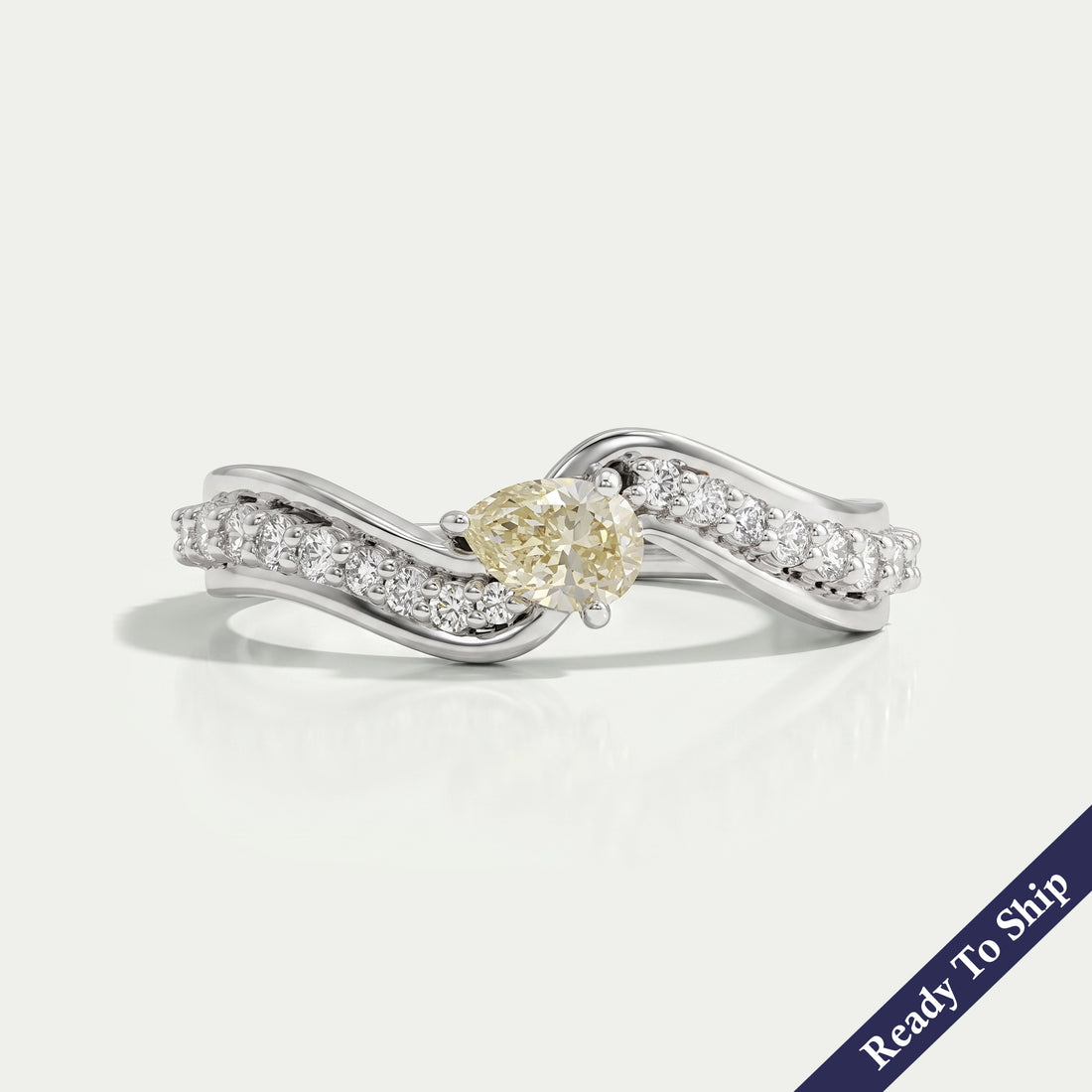 Yellow Pear Diamond Solitaire Accent Ring
