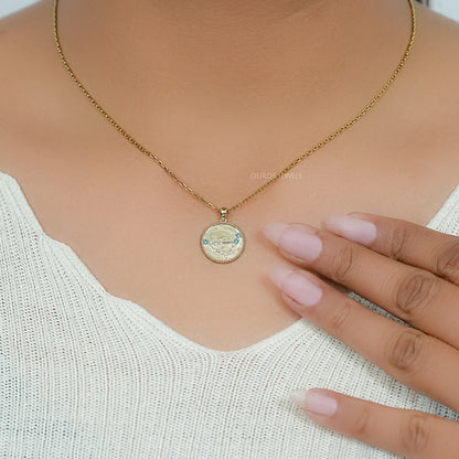 Capricorn Zodiac Sky Blue Gemstone Pendant Necklaces