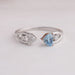 Brilliant Shine Of Fancy Color Lab Diamond Heart Shape With Round Cut Lab Diamond Side Stone Open Cuff Engagement Ring Made With 14K White Gold