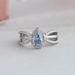 [Beautiful Front View 1 Carat Blue Pear Cut Lab Diamond Halo Engagement Ring]-[Ouros Jewels]