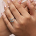 [A Women wearing Blue Round Diamond Open Cuff Ring]-[Ouros Jewels]