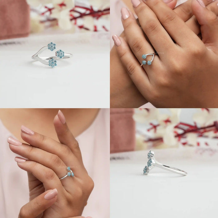 [Collage of Blue Round Diamond Ring}-[Ouros Jewels]