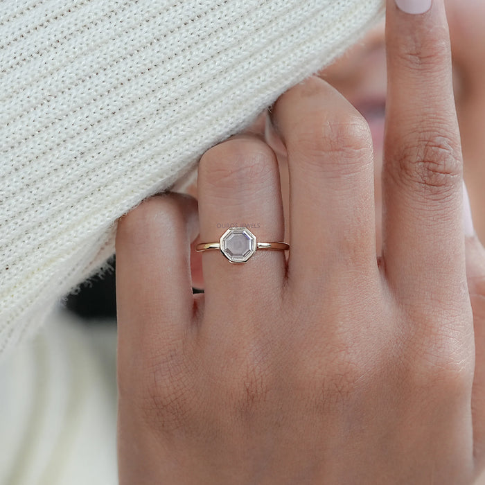 Octagon Portrait Cut Lab Diamond Solitaire Ring
