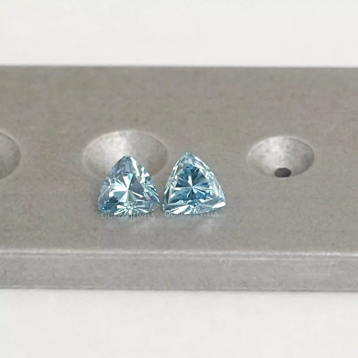 Pair of Blue Trillion Cut Loose Diamonds