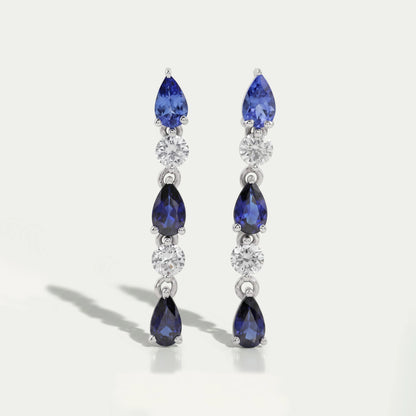 Blue Pear Cut Gemstone Drop Dangle Earrings Earring
