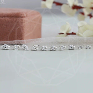 White Gold Marquise Shape Lab Diamond Stud