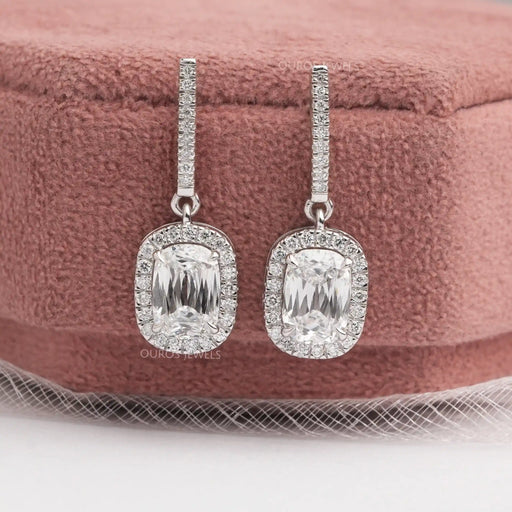 [Old Mine Cushion Cut Drop Earrings]-[Ouros Jewels]