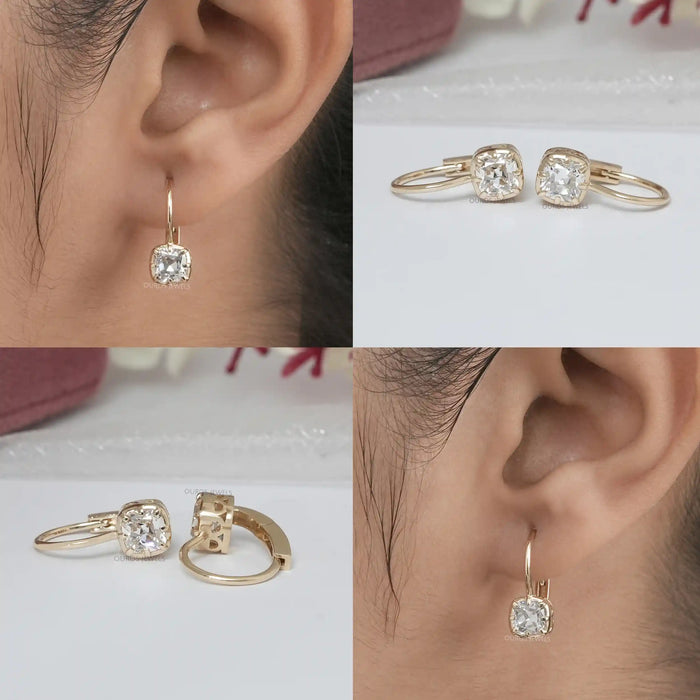 Vintage Cushion Cut Diamond Drop Earrings