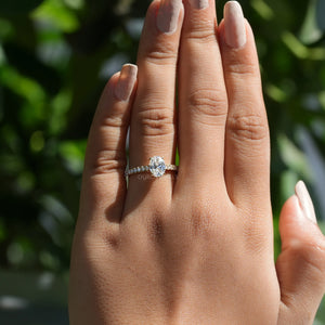 [a women wearing a solitaire accent diamond ring]-[Ouros Jewels]