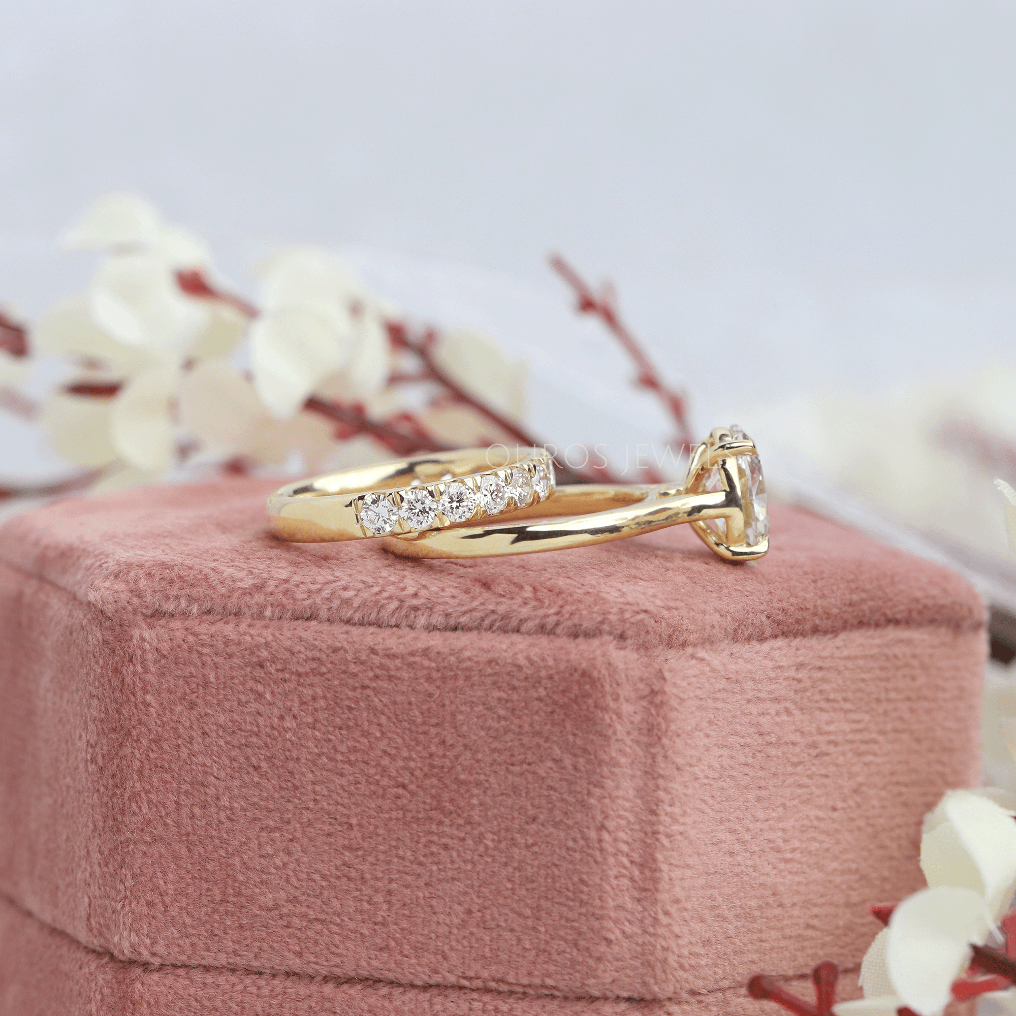 Oval Cut Lab Grown Bridal Diamond Ring Set Ring