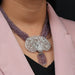 [A women wearing a lab grown diamond necklace]-[Ouros Jewels]