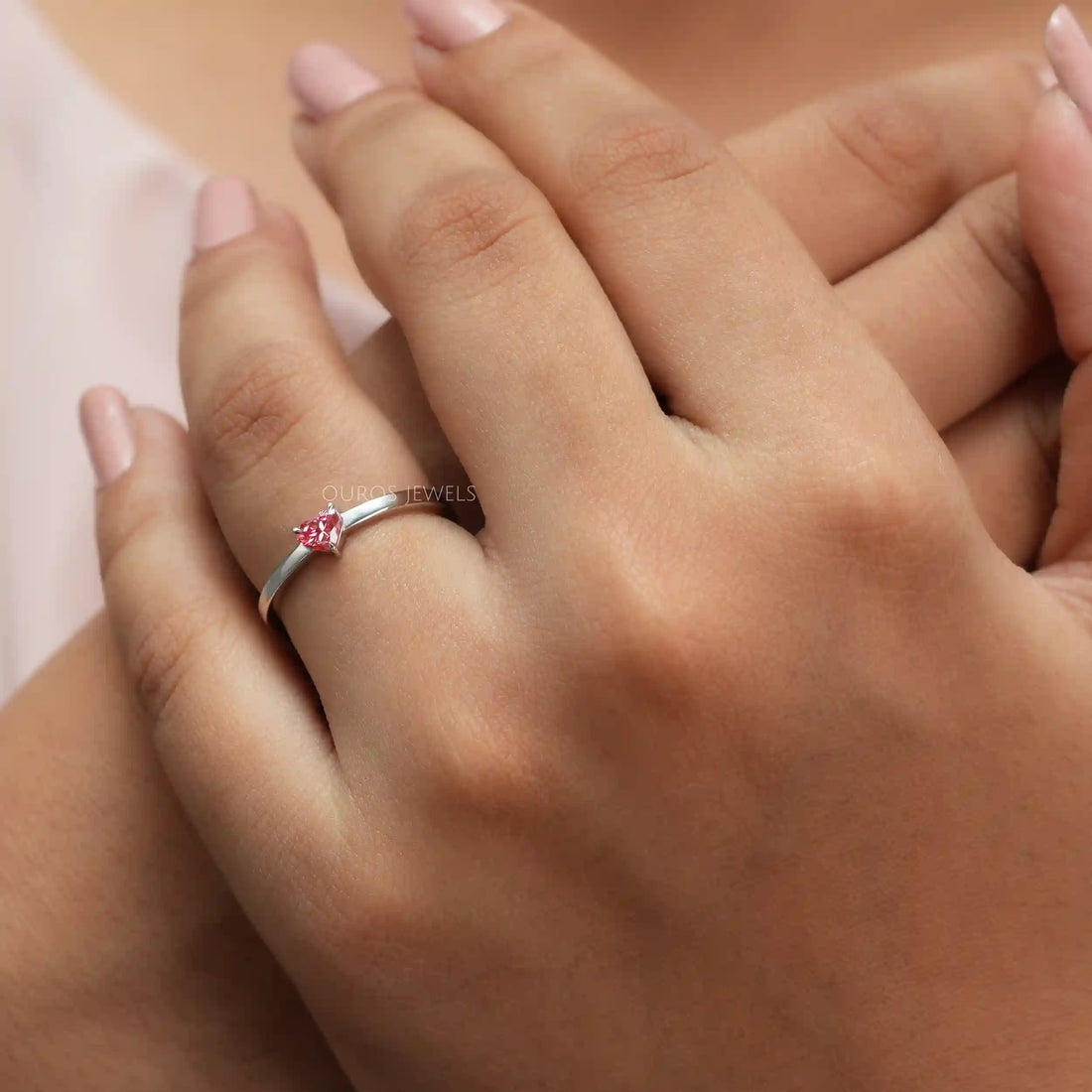 Pink Heart Shape Solitaire Ring