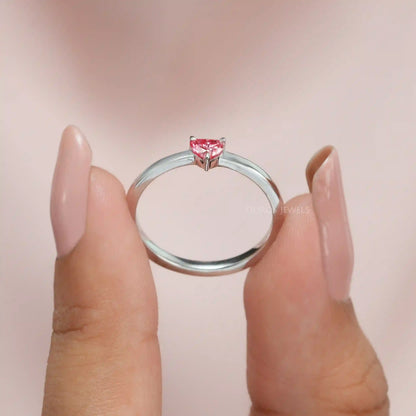 Pink Heart Shape Solitaire Ring