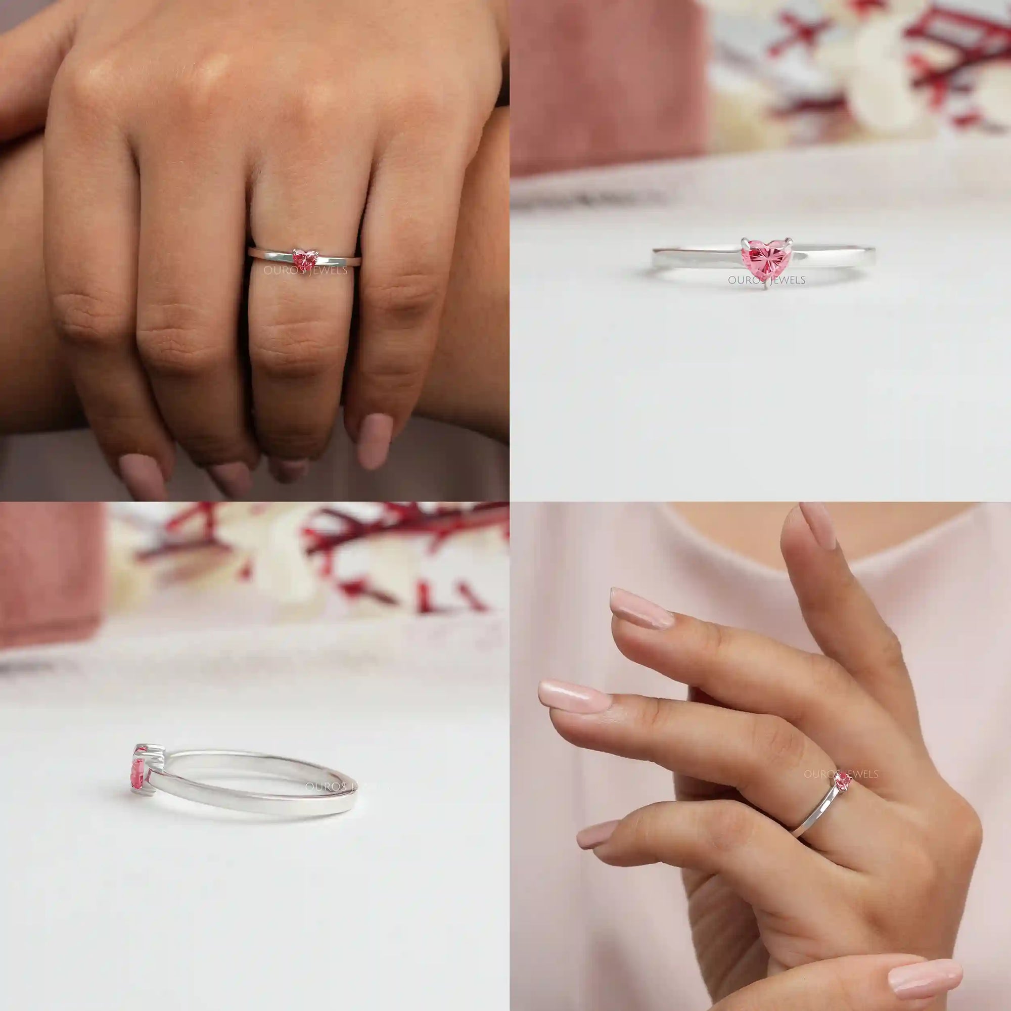 Pink Heart Shape Solitaire Ring