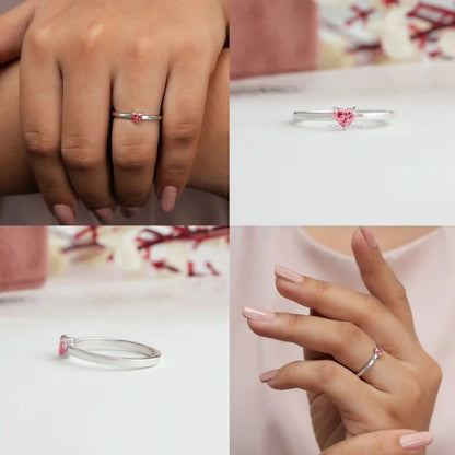 Pink Heart Shape Solitaire Ring