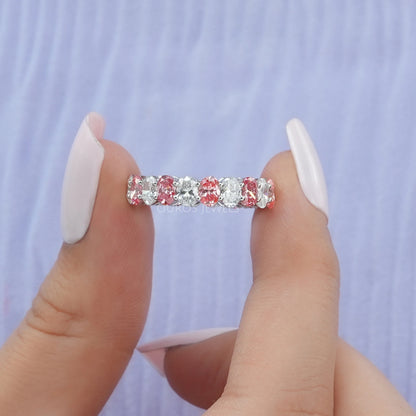 Pink Oval Cut Full Eternity Wedding Band