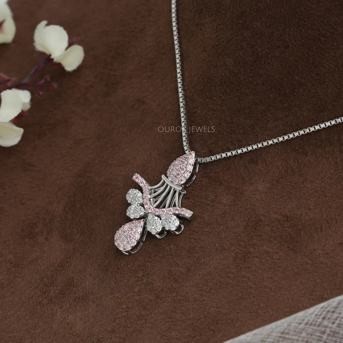 [Pink Unique Style Diamond Pendant]-[Ouros jewels]
