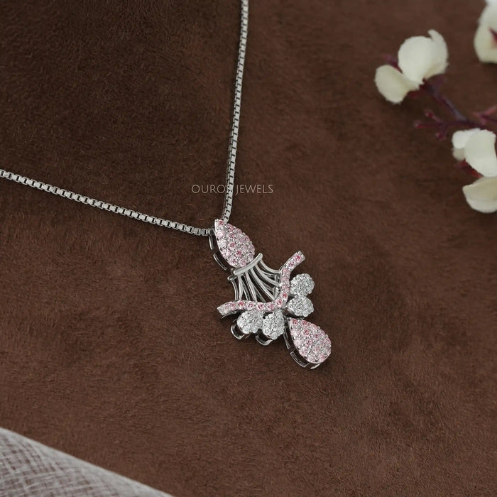 [Pink Round Cut Unique Style Pendant]-[Ouros Jewels]