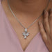 [A Women wearing Pink Round Unique Style Pendant]-[Ouros Jewels]