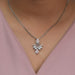 [A Women wearing Pink Round Cut Pendant]-[Ouros Jewels]