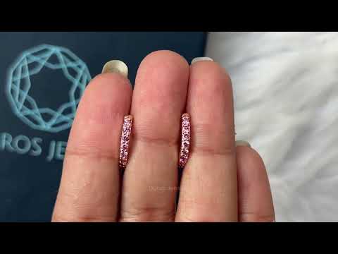 pink diamond huggie hoop earrings