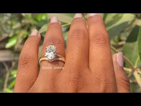 [Oval Cut Lab Diamond Bridal Ring Set]-[Ouros Jewels]