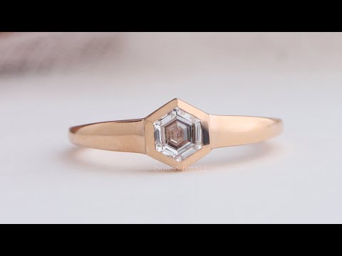 [Youtube Video of Hexagone Cut Lab Diamond Solitaire Engagement Ring]-[Ouros Jewels]