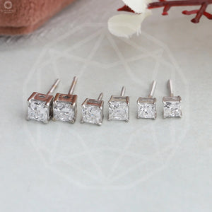 white gold princess diamond studs 