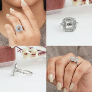 princess cut double halo semi mount ring 