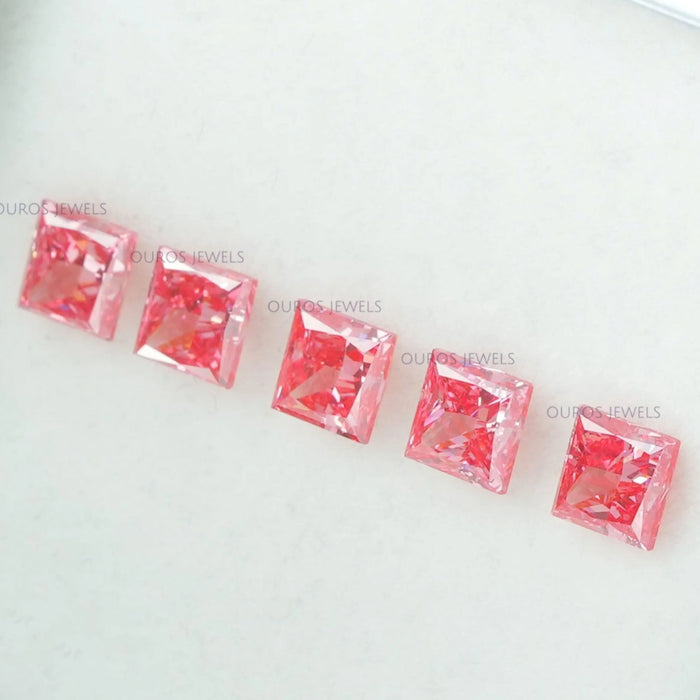0.52 Carat Each Pink Princess Lab Diamond