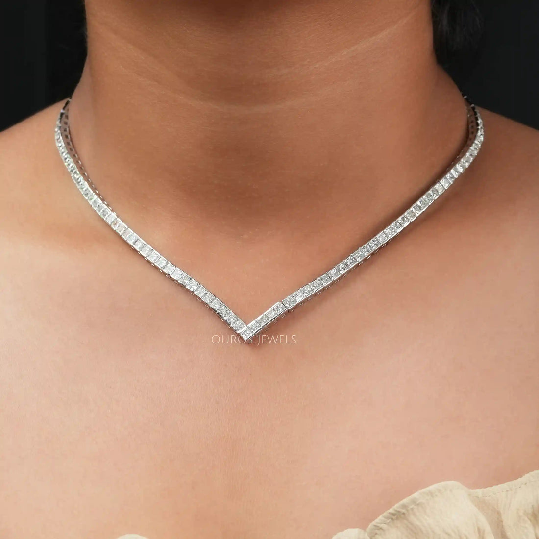 Princess Cut Tennis Necklace Necklaces