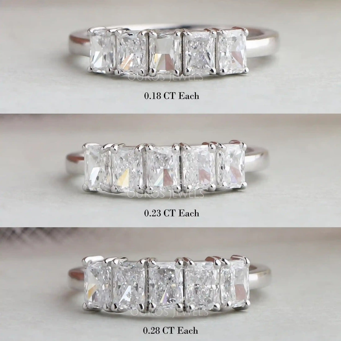 Five Stone Radiant Cut Lab Grown Diamond Ring Rings