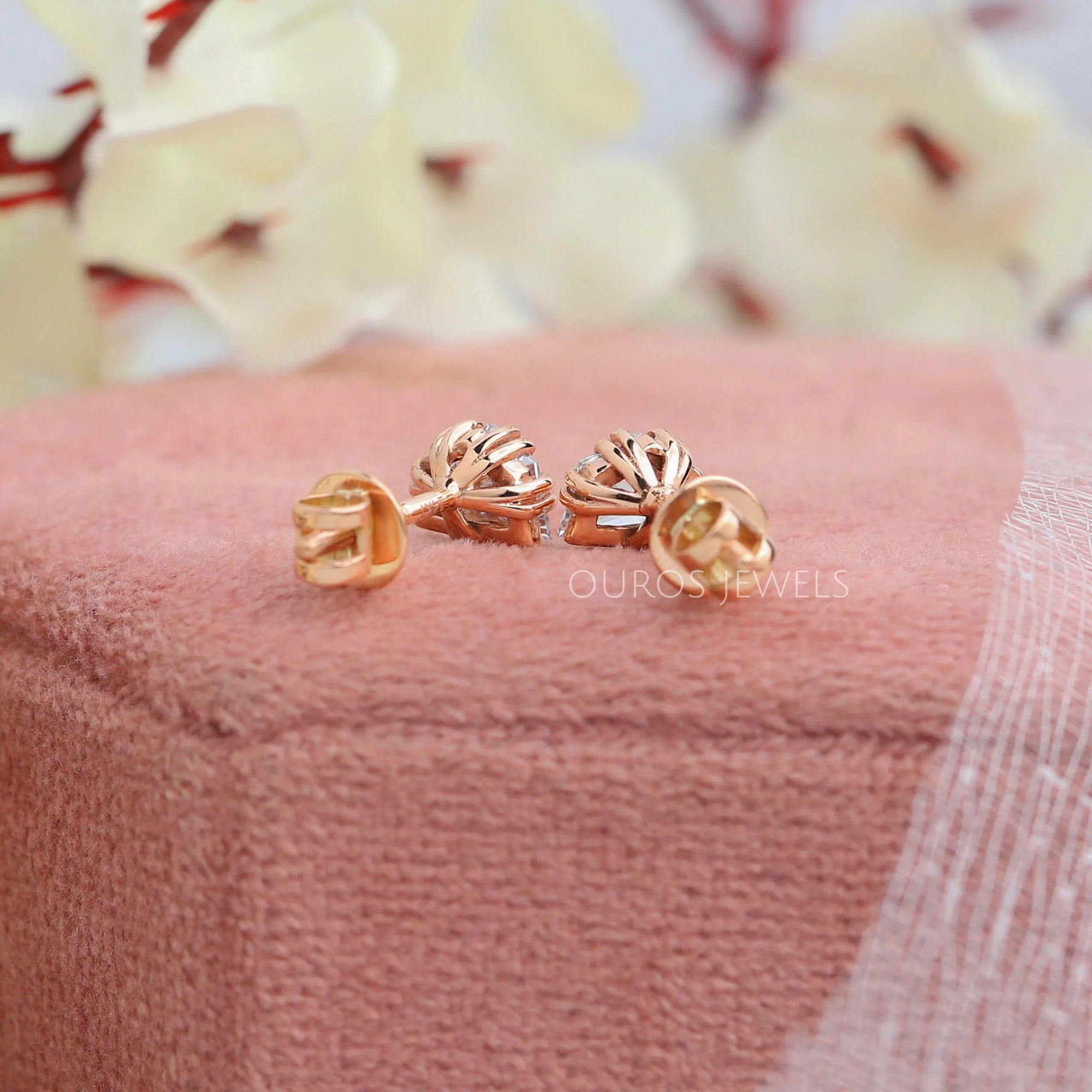 Rose Gold Cadillac Cut Stud Earrings Earring