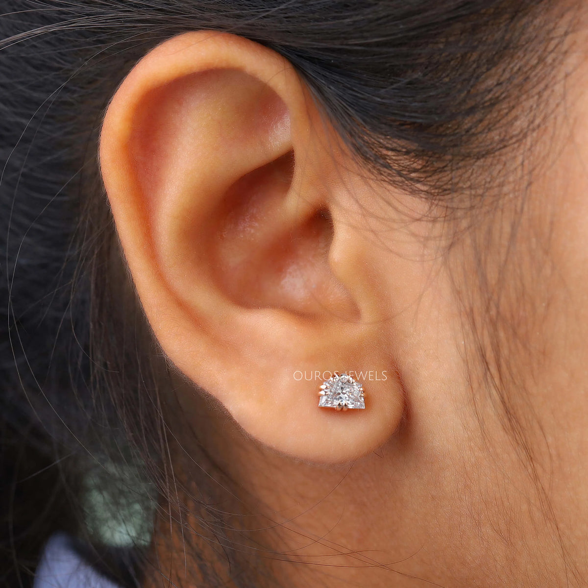 Rose Gold Cadillac Cut Stud Earrings Earring