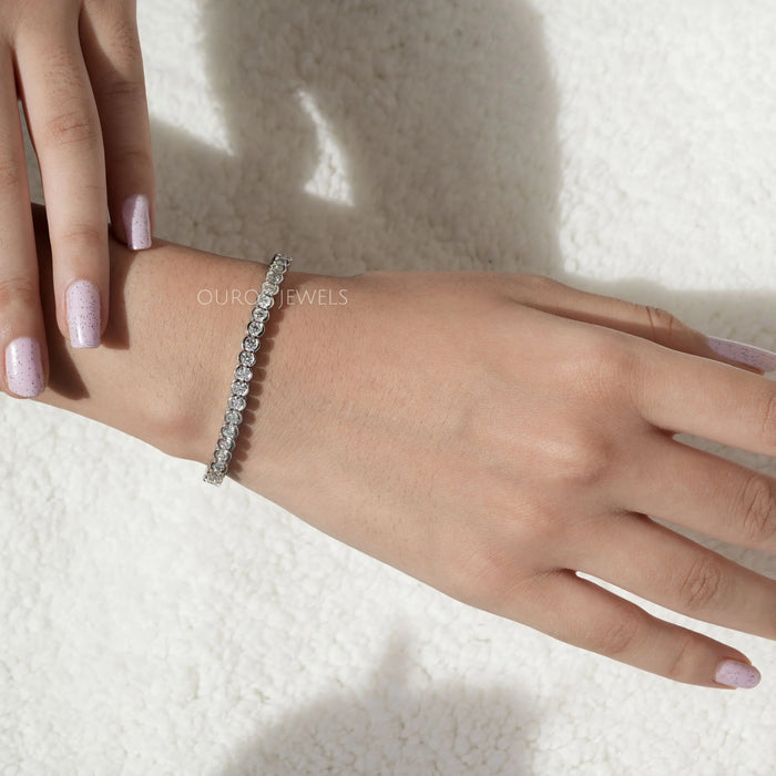 Round Half Bezel Diamond Tennis Bracelet