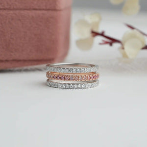 [Pink Round Diamond Wedding Band]-[Ouros Jewels]