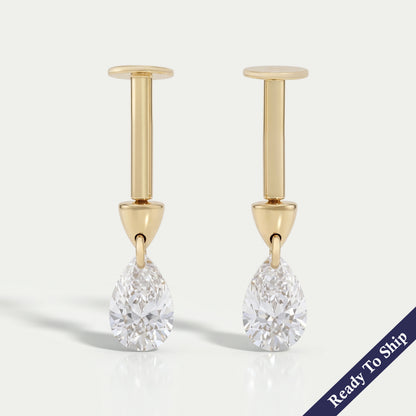 Pear Diamond Thread Screw Back Earrings Earring