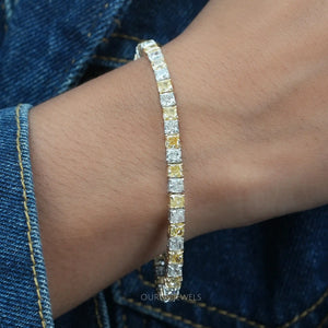 [Cushion Lab Diamond Bracelet]-[Ouros Jewels]