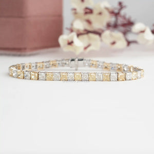 [Yellow Cushion Cut Diamond Bracelet]-[Ouros Jewels]