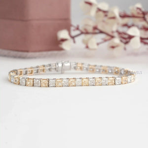 Yellow Cushion Cut Lab Grown Diamond Tennis Bracelet