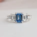 Emerald and Round Cut Lab Diamond Ring in White Gold