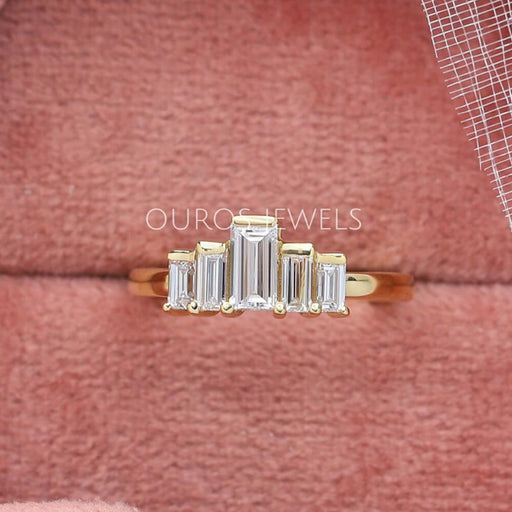 [Baguette Cut Diamond Wedding Ring]-[Ouros Jewels]