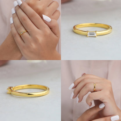Baguette Cut East West Solitaire Ring