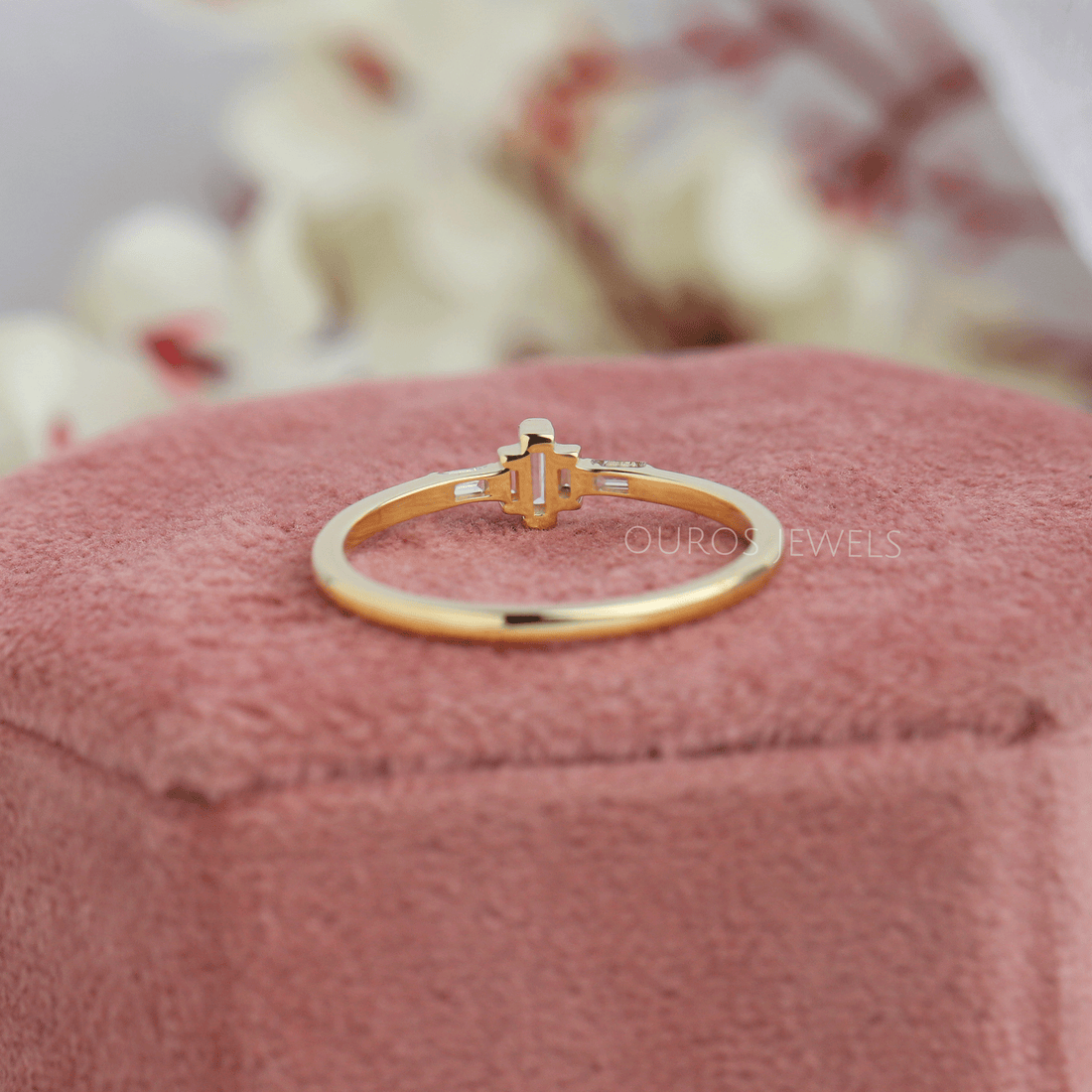 Baguette Cut Lab Diamond Dainty Ring